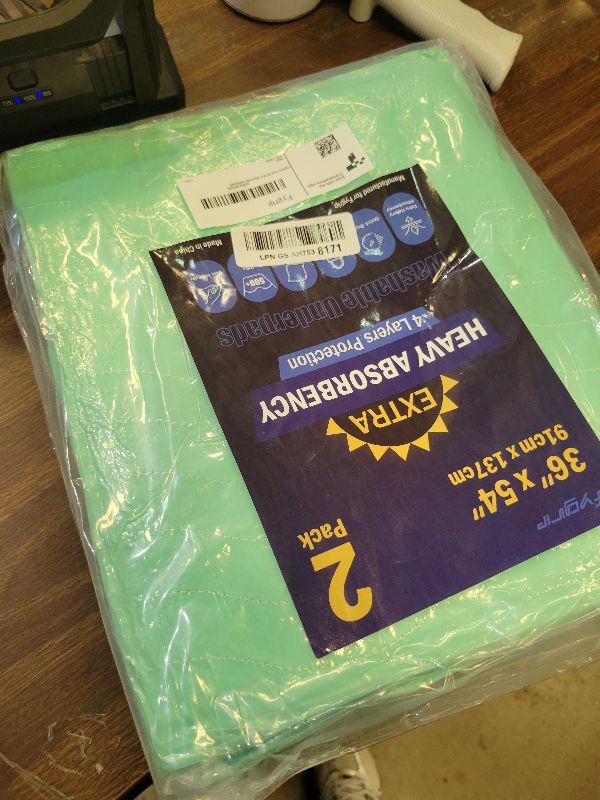 Photo 1 of 2 Pack 36” x 54” Extra Heavy Absorbency Washable Underpads, Waterproof Nursing Pads Incontinence Bed Pads, Reusable Washable Pee Pads for Dogs, Diaper Changing & Adults, Mattress Protector