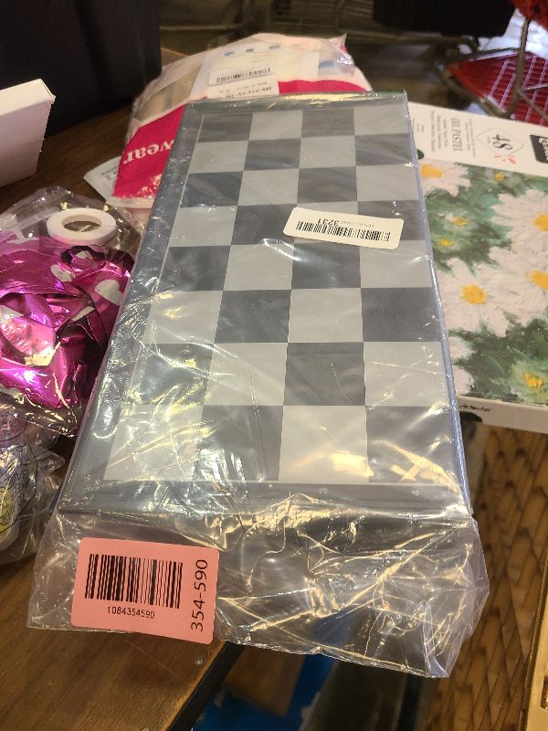 Photo 1 of 12.5" Magnetic Chess Set with Folding Chess Board Outdoor Travel Portable Chess Set for Adults and Kids, Black & White Color