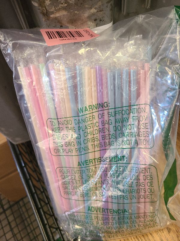 Photo 1 of [Individually Wrapped] 100Pcs Disposable Plastic Drinking Straws - 8.26" Long and 0.24 Diameter Colorful Cute Straws for Juice,Coffee,Milk,Cocktail, Bachelorette/Birthday Party, Bridal/Baby Shower