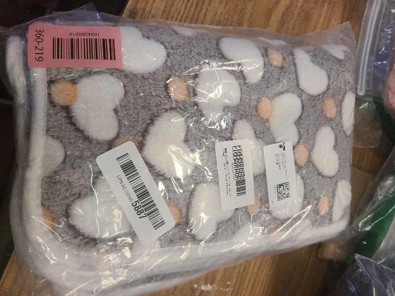 Photo 1 of 1 Pack 3 Puppy Blankets Super Soft Warm Sleep Mat Grey Cute Print Fluffy Fleece Pet Flannel Throw Dog Blankets for Small Dogs Cats,Star&Bone&Love- Small (23"x15")
