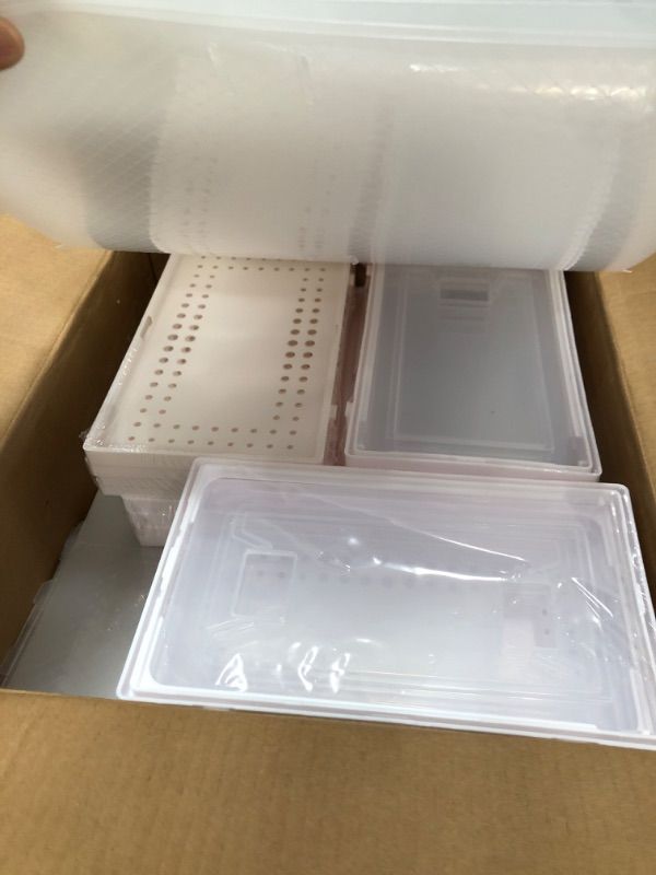 View 2 of 12 Pack Large Stackable Clear Plastic Shoe Storage Boxes Organizer, White
