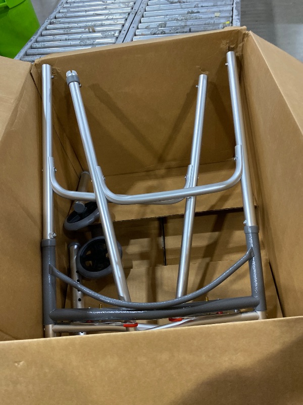 View 2 of **PARTS ONLY** Drive Medical Two-Button Folding Walker with Wheels, Height Adjustable