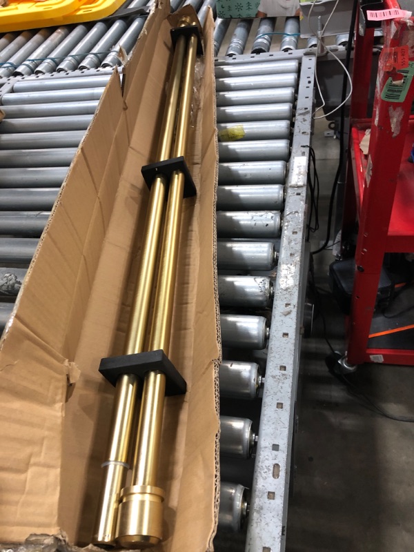 View 2 of 1 1/8 Inch Diameter Curtain Rods72 to 144 Inches(6-12ft), Telescoping Heavy Duty Large Drapery Rod with Adjustable Aluminum Alloy Bracket, Solid End Caps for Windows Patio Decoration, Brushed Gold