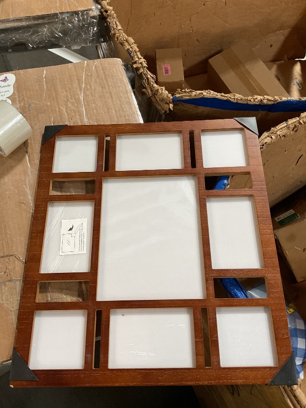 View 4 of ** bottom left-hand corner is a little chipped**
Collage Picture Frame for Wall Decor – 9 Opening Multi Size Brown Frame