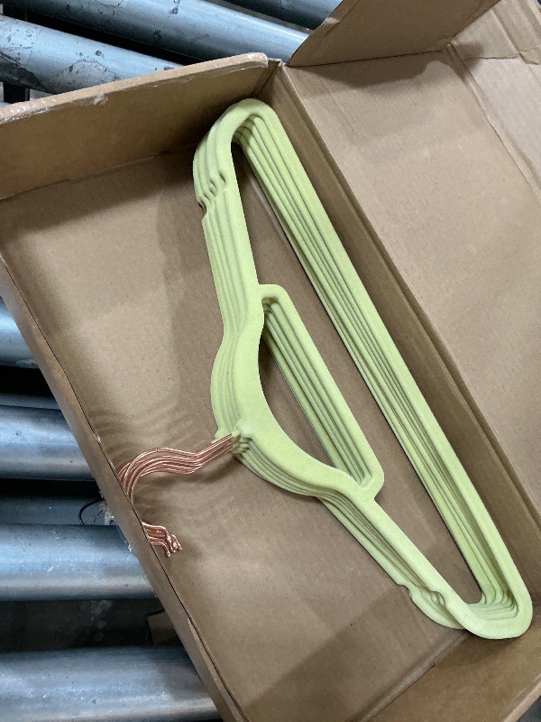 View 1 of 10pc green velvet hangers