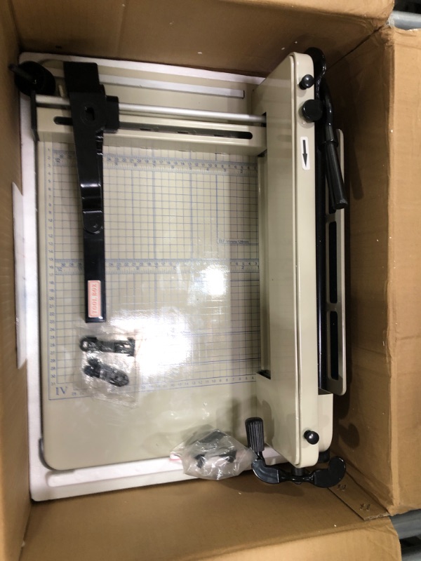 View 3 of 12 Inch Guillotine Paper Cutter Heavy Duty,Paper Cutter Heavy Duty for A4 Paper, 400 Sheet Capacity,White Paper Cutter Heavy Duty for Office Home School