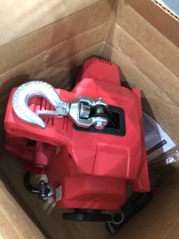 View 4 of 1000LB Battery-Powered Winch with 40FT Synthetic Rope, Compatible with Milwaukee 18V Batteries (4.0Ah+), Portable Wireless Remote Control Winch for Lifting & Pulling(Without Battery)