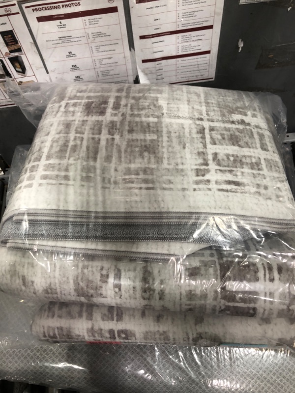View 3 of 10x12 Washable Area Rug for Living Room Bedroom: Non-Slip Modern White Gray