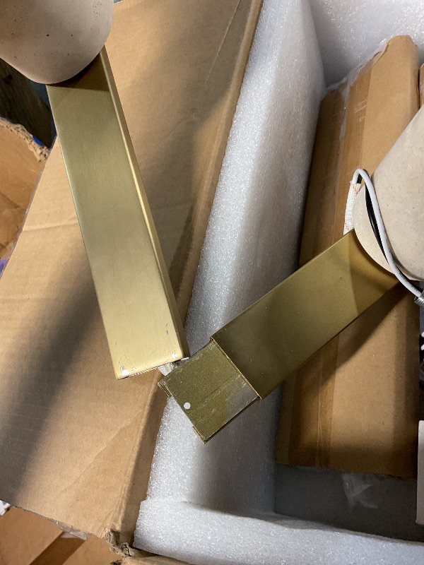 View 5 of ** minor scratches on it **
FEMILA Linear Chandelier, Natural Stone Shades, Brushed Gold, 43.7"