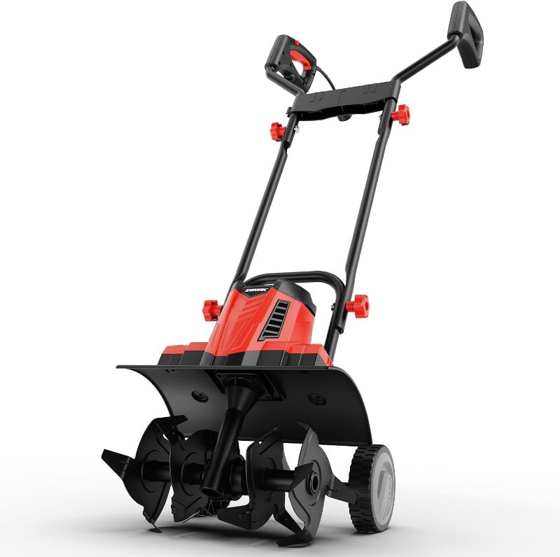 View 1 of *** BLUE** EWORK 10Amp Corded Electric Tiller, 14" Heavy Duty Rototiller