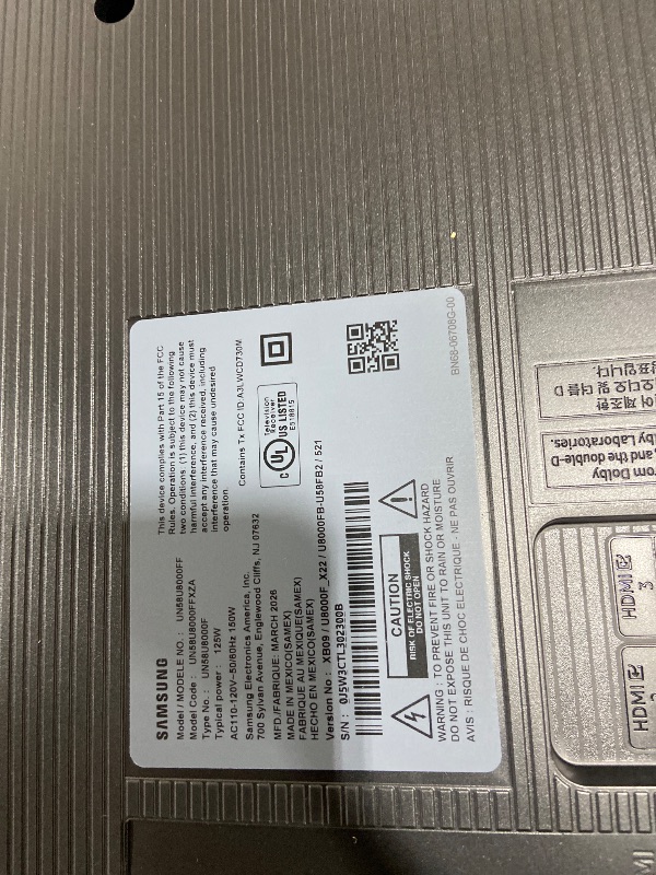 Photo 1 of Samsung 58-Inch Class Crystal UHD U8000F 4K Smart TV (2025 Model) Endless Free Content, Processor, MetalStream Design, Knox Security, Alexa Built-in