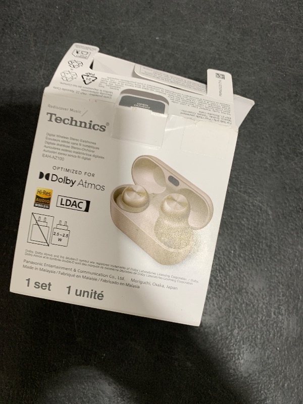 Photo 1 of Technics Reference Class Hi-Fi Wireless Ear Buds, Dolby Atmos with Head Tracking, Adaptive Noise Cancelling, 3 Device Multipoint, 10-Hr Battery, Wireless Charging, Improved Fit, EAH-AZ100-N(Champagne)