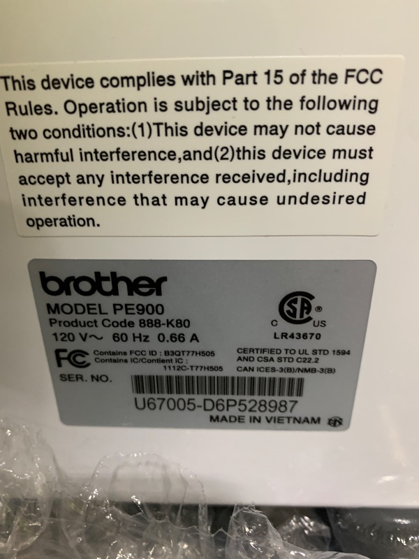 Photo 1 of Brother PE900 Embroidery Machine