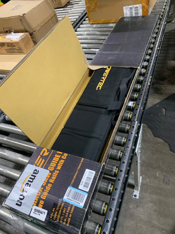 Photo 1 of POWERTEC 72152 110" Track Saw Guide Rail Joining Set with Protective Bag for DeWalt Track Saws | Includes 2x55" Guide Rails and (1) Guide Rail Connector for Woodworking Projects