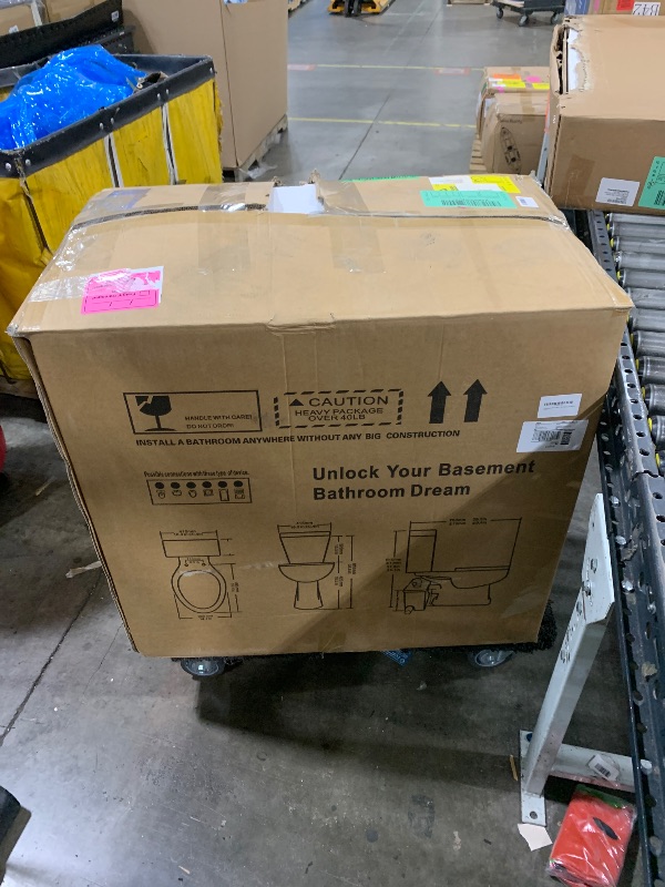 Photo 1 of 23ft Lifting Macerating Toilet System for Basement Wastewater Disposal | Upflush Toilet+Pump, Razor Sharp Blade,Quite Copper Grinder, Anti-Backflow, 4 Inlets for Sink/Shower/Laundry