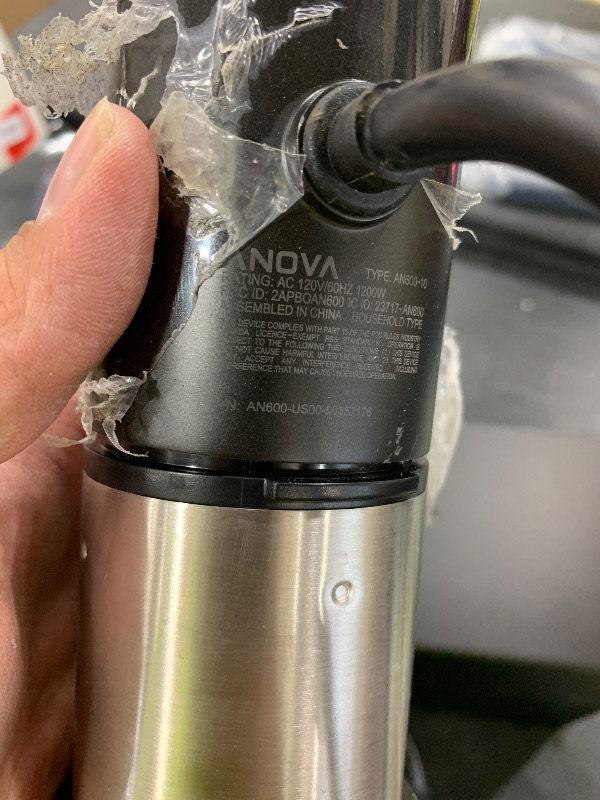 Photo 1 of Anova Culinary Sous Vide Precision Cooker Pro, 1200 Watts, Black and Silver(does not power on)