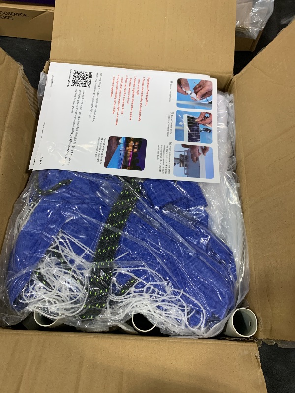 Photo 1 of Pool Volleyball Net Set with High Brightness LED Solar Powered Lights, 15ft-32ft Adjustable Portable Volleyball Net with 40L Weighted Base for Inground Pools, 2 Ball & Pump for Family Fun, Party Games