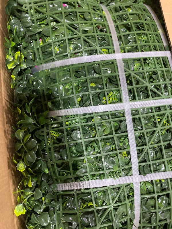 Photo 1 of BHXCL Artificial Hedge Fence Panels, 20x20 Inch, 12 Pieces, Green