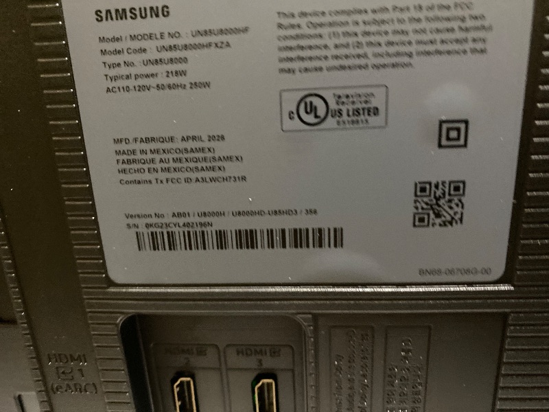 Photo 1 of Samsung 85-Inch Class U8000H Series Crystal UHD, 4K, Smart TV, 2026 Model