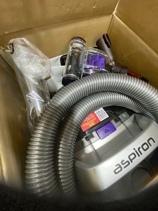View 2 of Aspiron Canister Vacuum Cleaner, 40Kpa Bagless Vacuum Cleaners, 4QT Large Dust Cup, Double HEPA Filter, Retractable Cord, 1600W Lightweight Vacuum Cleaner with 5 Tools for Hard Floors, Pearl