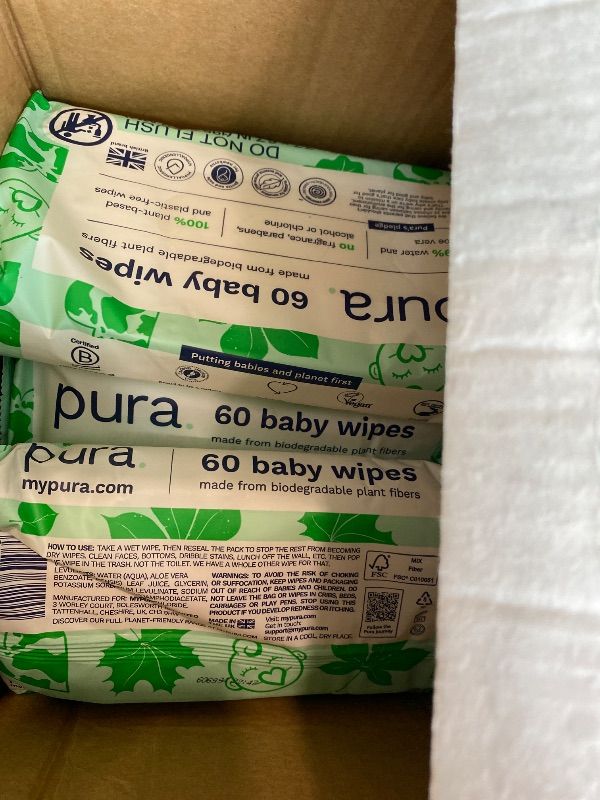 View 3 of [4 PACKS LEFT] Pura Natural Baby Wipes, 600 Count