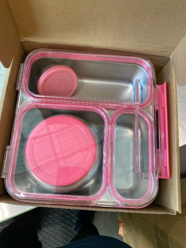 View 3 of [LID DOESN'T CLOSE] Pawtong Stainless Steel Bento Box with Insulated Jar - Pink