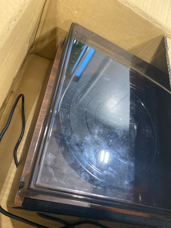 View 3 of [Speaker is defective] THINKYA Vinyl Record Player - Bluetooth, Stereo Speakers, Brown