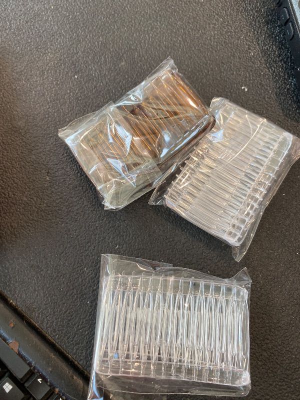 View 3 of 14 Teeth Decorative Hair Side Combs, Black/Transparent/Orange