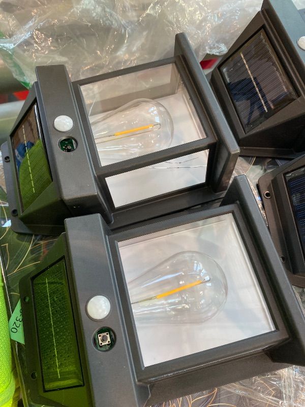 View 3 of [Missing Buttons and Cracked slightly] Anricom 4pcs Solar Fence Lights, Motion Sensor, 3 Modes, Black