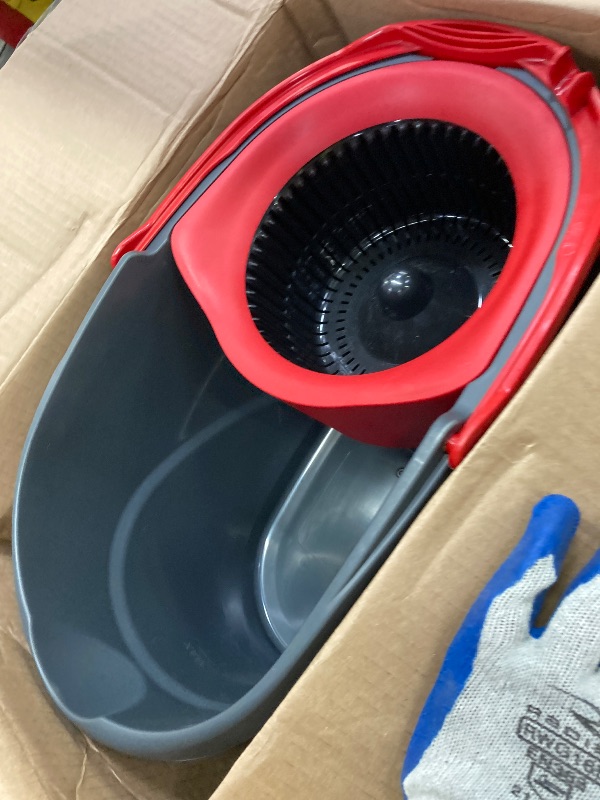 Photo 1 of **MISSING MOP** O-Cedar EasyWring Microfiber Spin Mop, Bucket Floor Cleaning System, Red, Gray, Standard