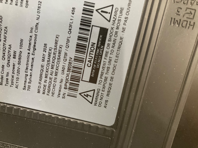 Photo 1 of ***NO REFUND/NO RETURN***
Samsung 43-Inch QLED Q7F Smart TV