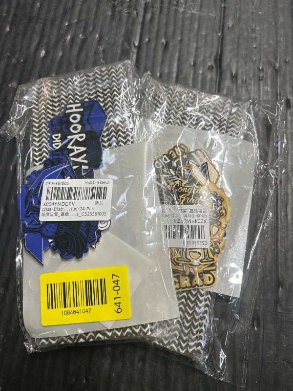 Photo 1 of **2 packs** 24 Pcs Grad Paper Straws, Class of 2026 Drinking Straws Graduation Favors Supplies Graduation Decorations 2026 Black Gold Straw Disposable Straw for Beverage School Grad Decor