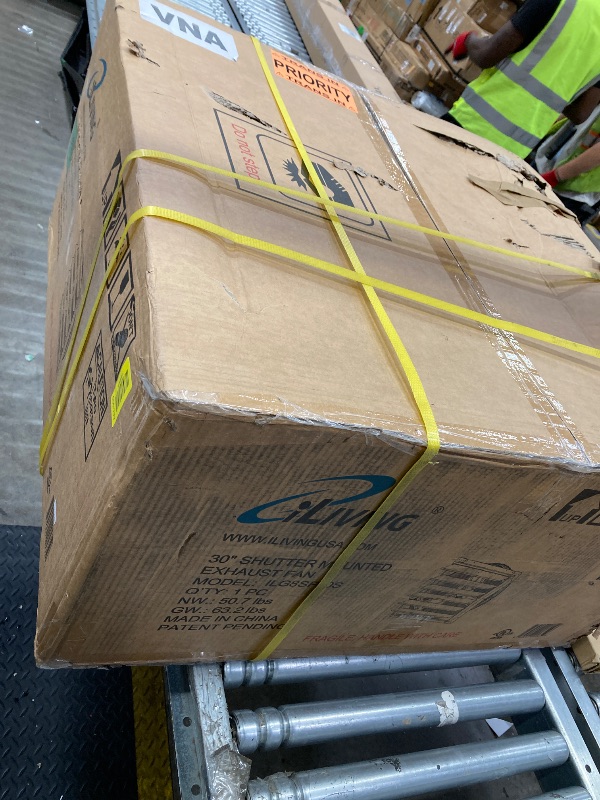 Photo 1 of ***factory sealed ***iLiving - 30" Wall Mounted Shutter Exhaust Fan - Automatic Shutter - Single Speed - Vent Fan For Home Attic, Shed, or Garage Ventilation, 5088 CFM, 7500 SQF Coverage Area, Silver (ILG8SF30S)