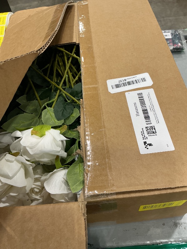 View 2 of [MISSING PARTS] Hananona 100 Pcs Artificial Roses - White Silk Flowers