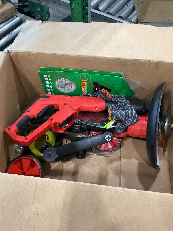 View 2 of 20000RPM Electric Weed Wacker Cordless with Wheel, 6000mAh Electric Weed Eater Battery Powered,4-in-1 Brush Cutter/String Trimmer/Grass Trimmer/Edger Tool,Stringless Weed Trimmer,2 Battery (Black Red)
