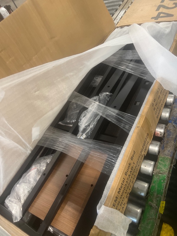 Photo 1 of ** sold as is no refund/return**
Bellemave Bunk Bed Full Over Full?Metal Bunk beds with Storage Shelves, LED Light Strip, and USB Power Strip, Upper Bed with Desk, Black