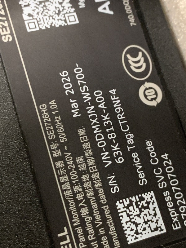 View 4 of ** sold as is no refund/return**
Dell 27 240Hz Gaming Monitor - SE2726HG - 27-inch FHD (1920x1080) 240Hz Display, in-Plane Switching (IPS) Technology, AMD FreeSync Premium, TÜV 3-Star, 2X HDMI, DisplayPort 1.4, Tilt