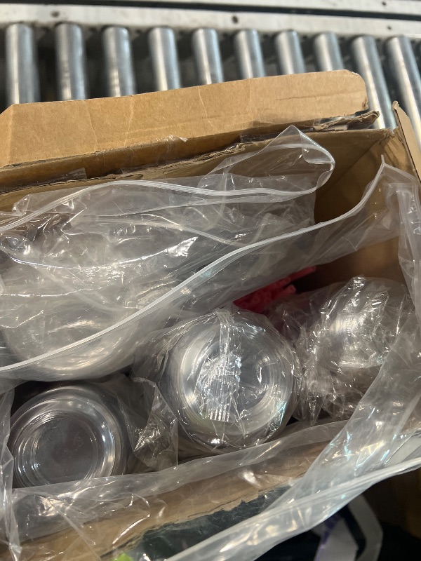 Photo 1 of *** some missing **** Ziliny 200 Sets Clear Plastic Cups with Heart Shaped Pink Straws and Strawless Lids Disposable Round Bottom PET Cups for Iced Coffee Cold Beverage Party Wedding Bridal Shower (Clear,16 oz)