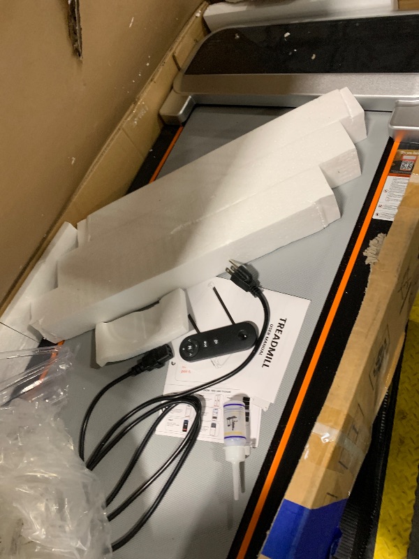 Photo 1 of [Item broken and missing cable.] Rayspace Walking Pad Treadmill with 15% 12-Level Auto Incline & UI Screen, 3.5HP Foldable Walking Pad Under Desk with Bluetooth Speaker, Portable Treadmills for Home Office 500LBS, RGB Light, Remote