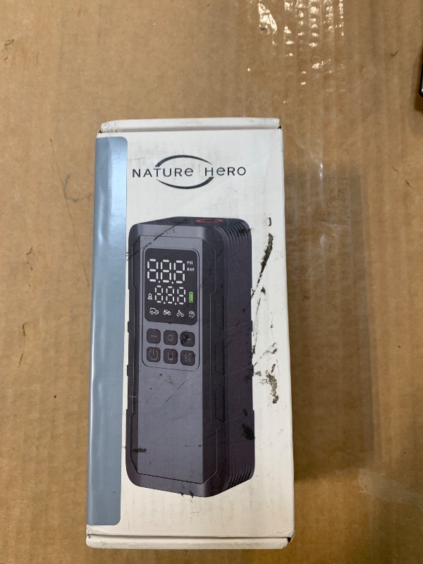 Photo 1 of ** ITEM NONFUNCTIONAL SOLD FOR PARTS // FINAL SALE 07/31**** Nature Hero Tire Inflator Portable Air Compressor - 7500mAh Air Pump for Car Tires, 150PSI Cordless Tire Pump with Pressure Gauge & LED Lights - 3X Faster for Car, Motorcycle, Balls and Bicycle,