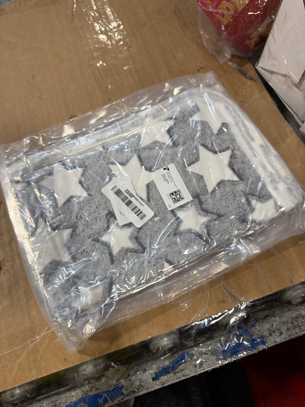 Photo 1 of 1 Pack 3 Puppy Blankets Super Soft Warm Sleep Mat Grey Cute Print Fluffy Fleece Pet Flannel Throw Dog Blankets for Small Dogs Cats,Star&Bone&Love- Small (23"x15")