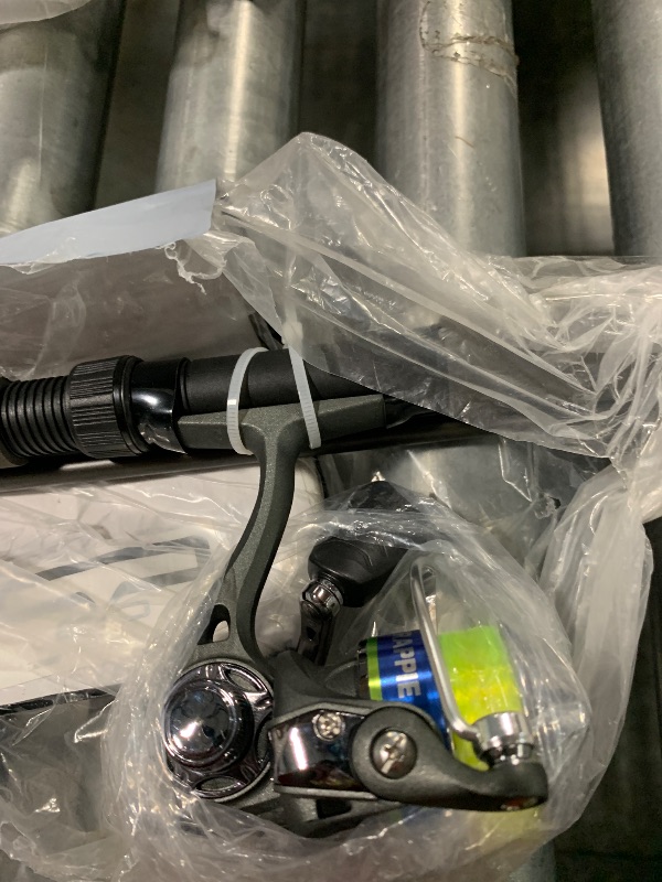 Photo 1 of ***PARTIAL SET, ROD BROKEN: REEL FUNCTIONAL*** Lew's Crappie Thunder Spinning Reel and Fishing Rod Combo, 12-Foot 2-Piece Graphite Blank, Size 75 Reel, Right or Left-Hand Retrieve, Crappie Thunder Green