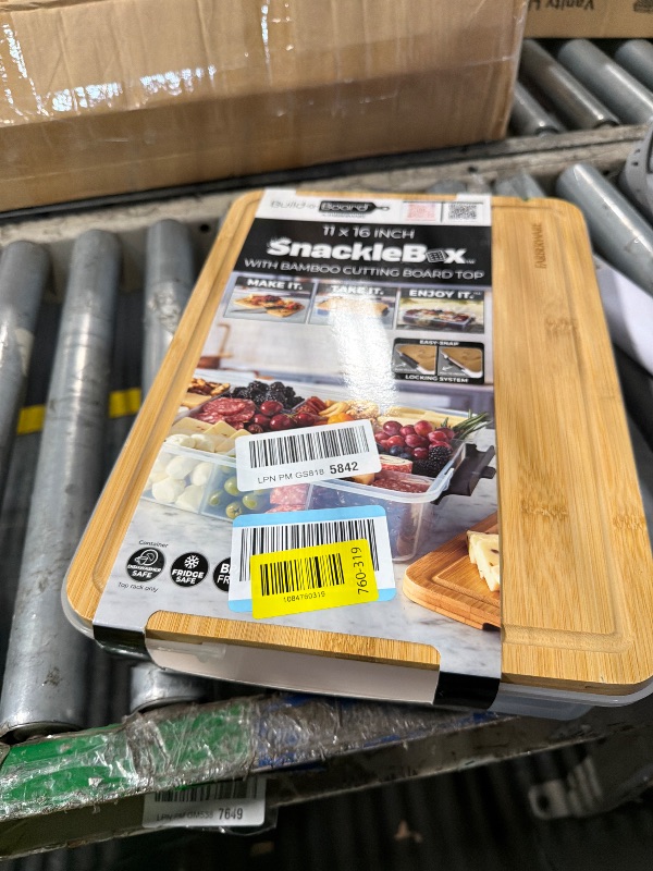 Photo 1 of *** missing latches *** Farberware Snacklebox 11x16 Inch Bamboo Cutting Board Lid with 11-Compartment PP Snack Box, Locking Handles for Travel - Charcuterie Board with Lid for Picnics, Road Trips, and Outdoor Entertaining