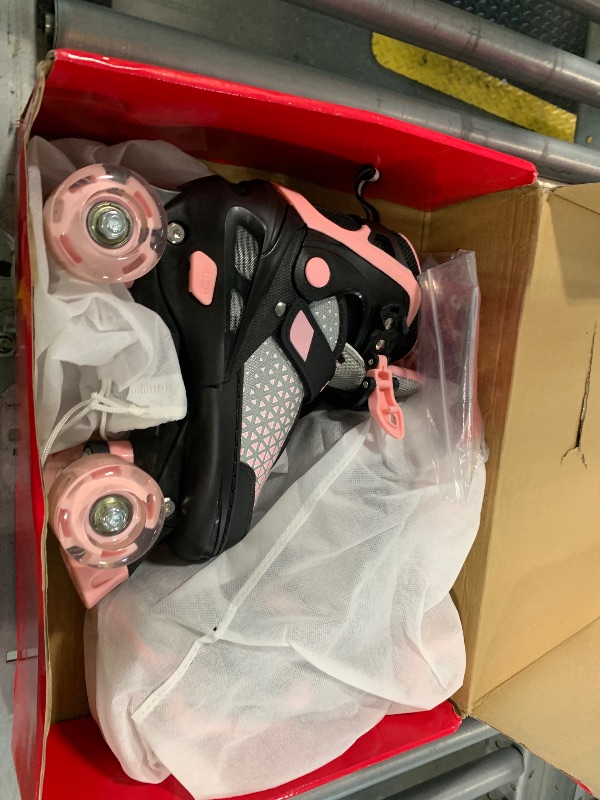Photo 1 of !!!HAVE BEEN UJSED!!!SULIFEEL 4 Sizes Adjustable Roller Skates for Kids, Quad Skates with Light up Wheels, Safe Fun Children Big Kids Skates for Ages 5-8, Best Gift for Beginners Outdoor Skates Sports (Pink, Medium)