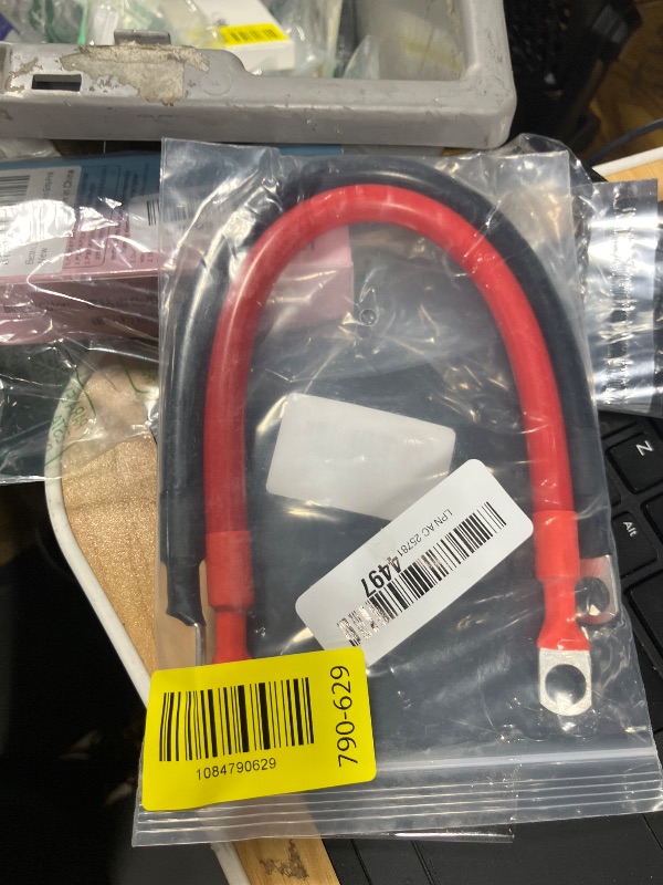 Photo 1 of 4 AWG Battery Cable 4AWG Gauge Pure Copper Battery Inverter Cables with 3/8 in Lugs Both Ends Power Inverter Wire Set for Automotive Solar Marine Boat RV Car Motorcycle Red and Black (9in)