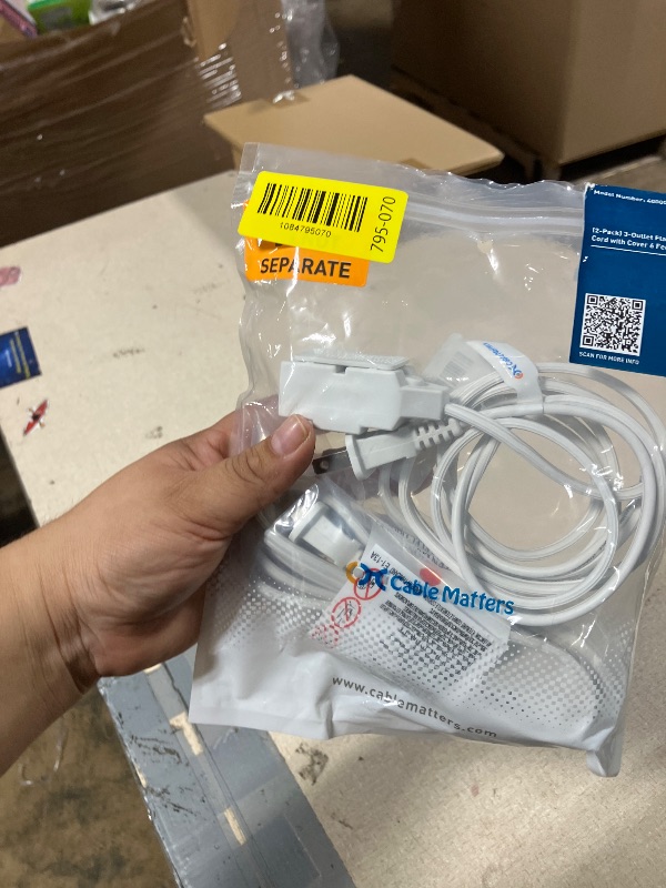 Photo 1 of [ETL Listed] Cable Matters 2-Pack 2 Prong 3-Outlet Extension Cord, 6ft