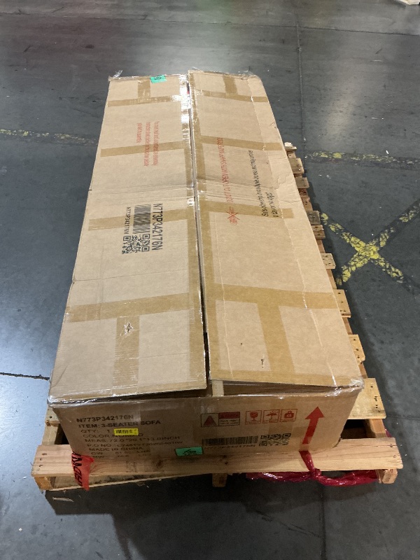 View 3 of ***TRUCK/TRAILER PICKUP ONLY***
***ONE BOX MISSING****
Christopher Knight Home Alice 3-Seater Sofa Couch with 2 Pillows, 87" Wide Oversized Sofa for Living Room, Modern Wood Frame Lounge Couch, Comfy Spacious Fabric Upholstered Home Seating, Camel