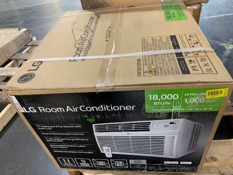 Photo 1 of ***FACTORY SEALED*** LG 18,000 BTU Smart Window Air Conditioner, 230/208V, Cools Room up to 1000 Sq. Ft. for Bedrooms, Living Room, Apartments, with Remote, 3 Fan Speeds, 24-Hour Timer, White