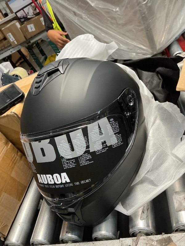 Photo 1 of ***STOCK PHOTO FOR REFERENCE ONLY***AUBOA Motorcycle Helmets for Adult Men Women, Full Face Lightweight Street Bike Racing DOT Helmet with Extra Clear Visor Model AU-T801 Gloss Black, Medium