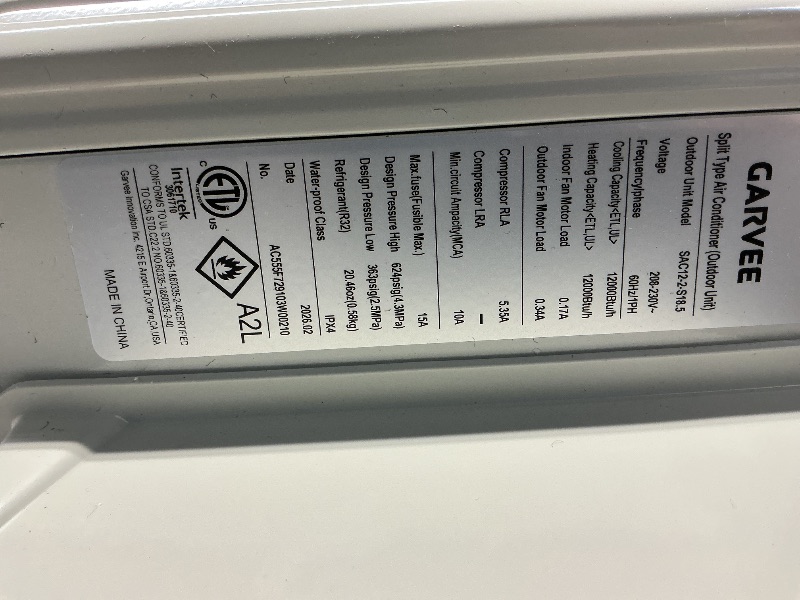 Photo 1 of ***PARTIAL SET, SEE PICTURES**Garvee 12000 BTU Mini Split Air Conditioner,22 SEER2